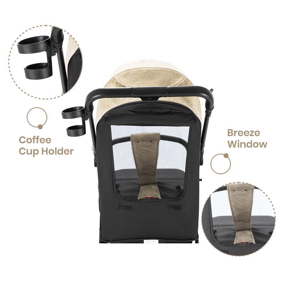 Teknum - Travel Cabin Stroller with Coffee Cup Holder - Ivory