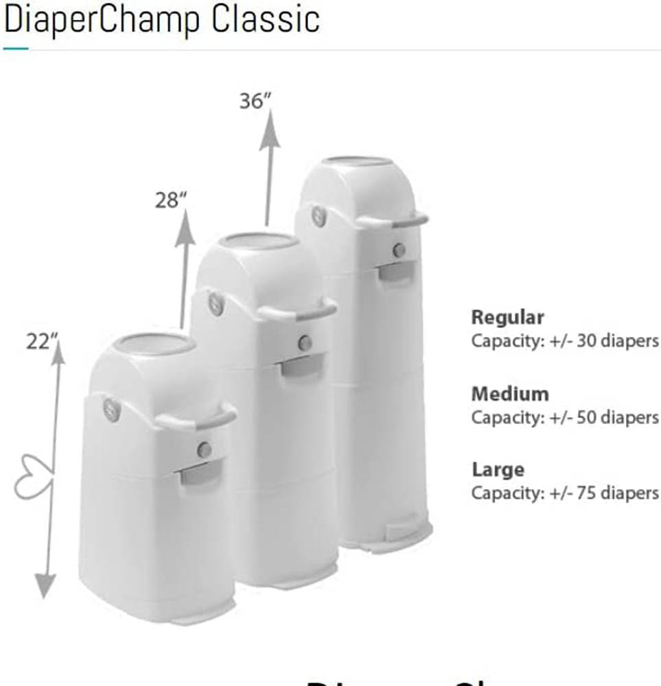 Diaper Champ - Maxi Upgrade Set - Odourless Diaper Pail - White
