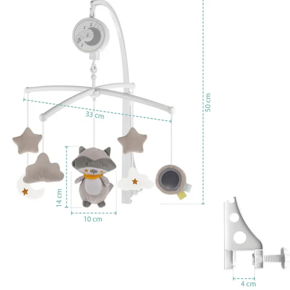 Little Learners - Wind Up Crib Mobile - Raccoon