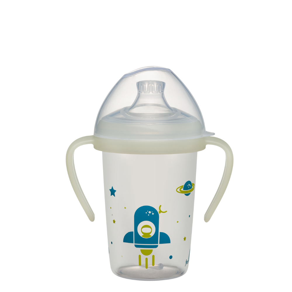 Nip - Baby Training Bottle Wide Lip Pad Leak Proof Glow in Dark -270 ml, Rocket
