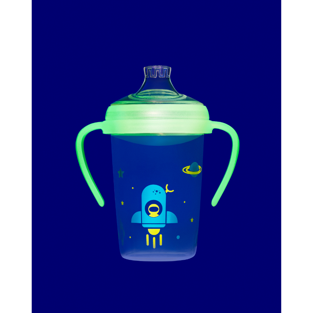 Nip - Baby Training Bottle Wide Lip Pad Leak Proof Glow in Dark -270 ml, Rocket