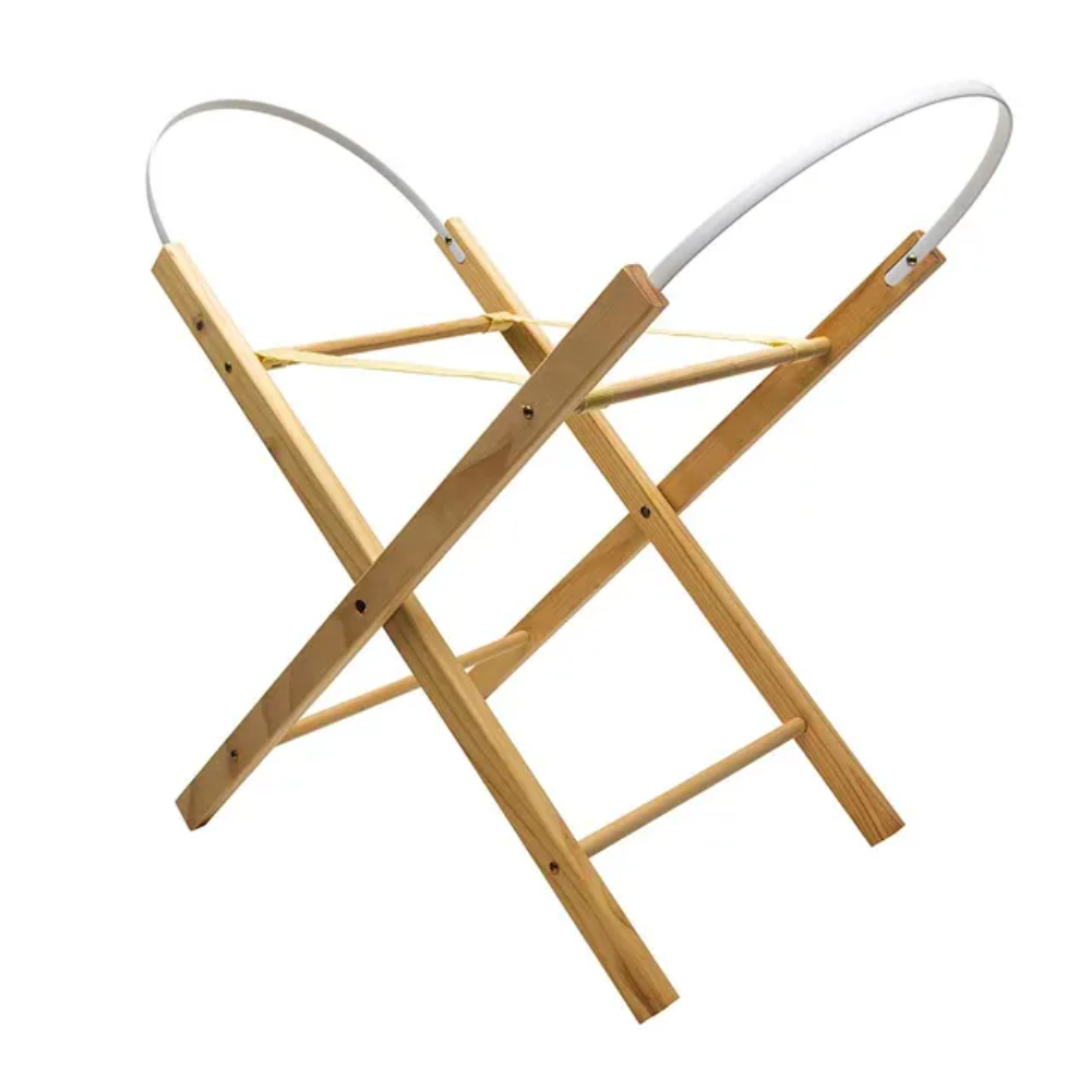 Kinder Valley - Tiny Ted Cream Palm Moses Basket With Opal Folding Stand Natural