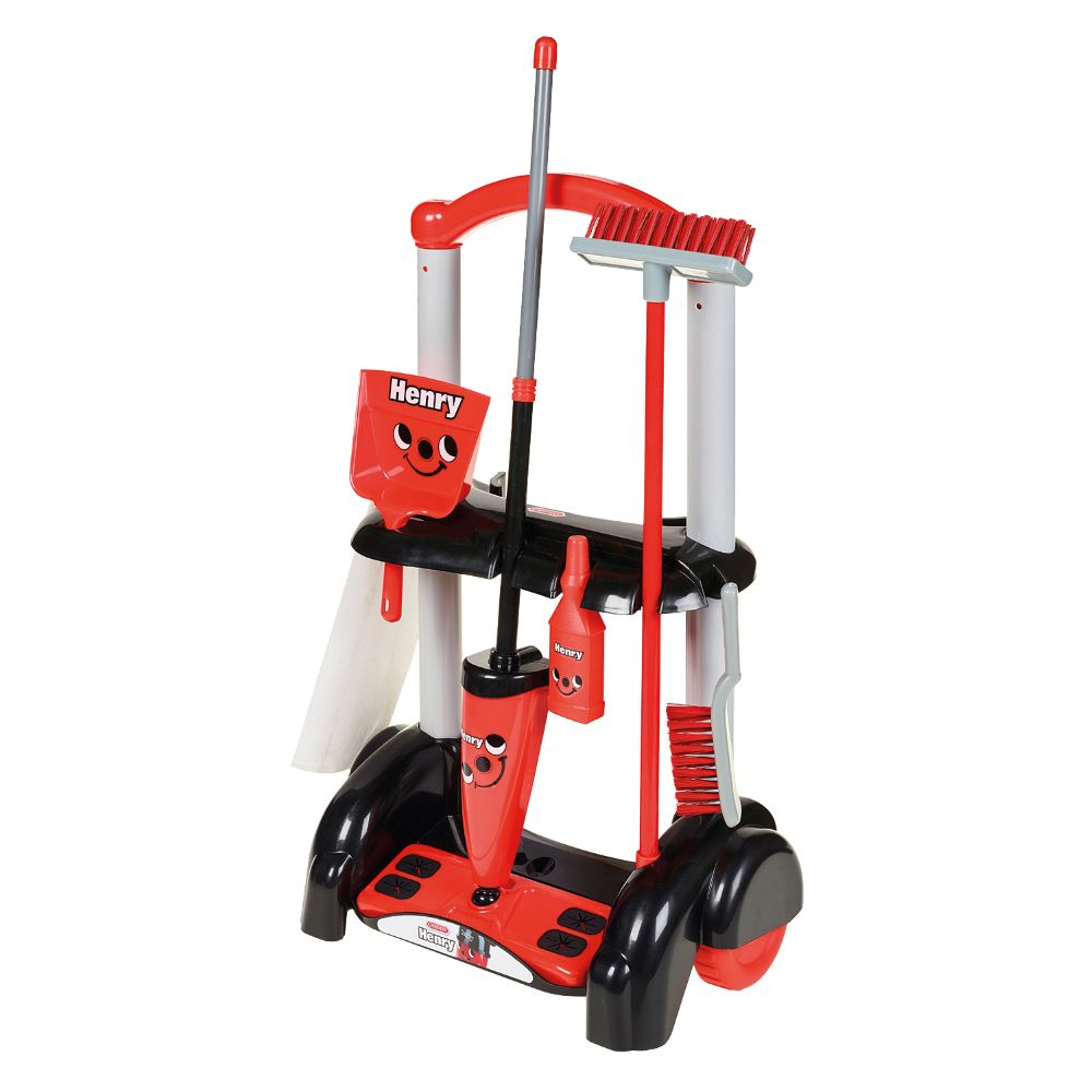 Casdon - Henry Cleaning Trolley Toy Set - Red, 3+