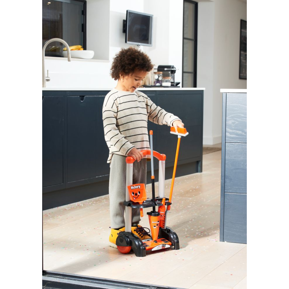 Casdon - Henry Cleaning Trolley Toy Set - Red, 3+