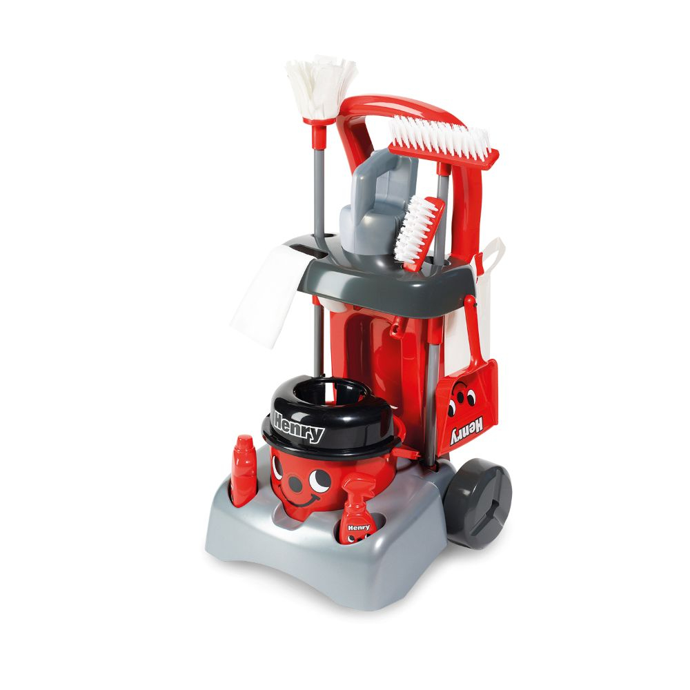 Casdon - Henry Deluxe cleaning trolley for Kids, 3+ - Red