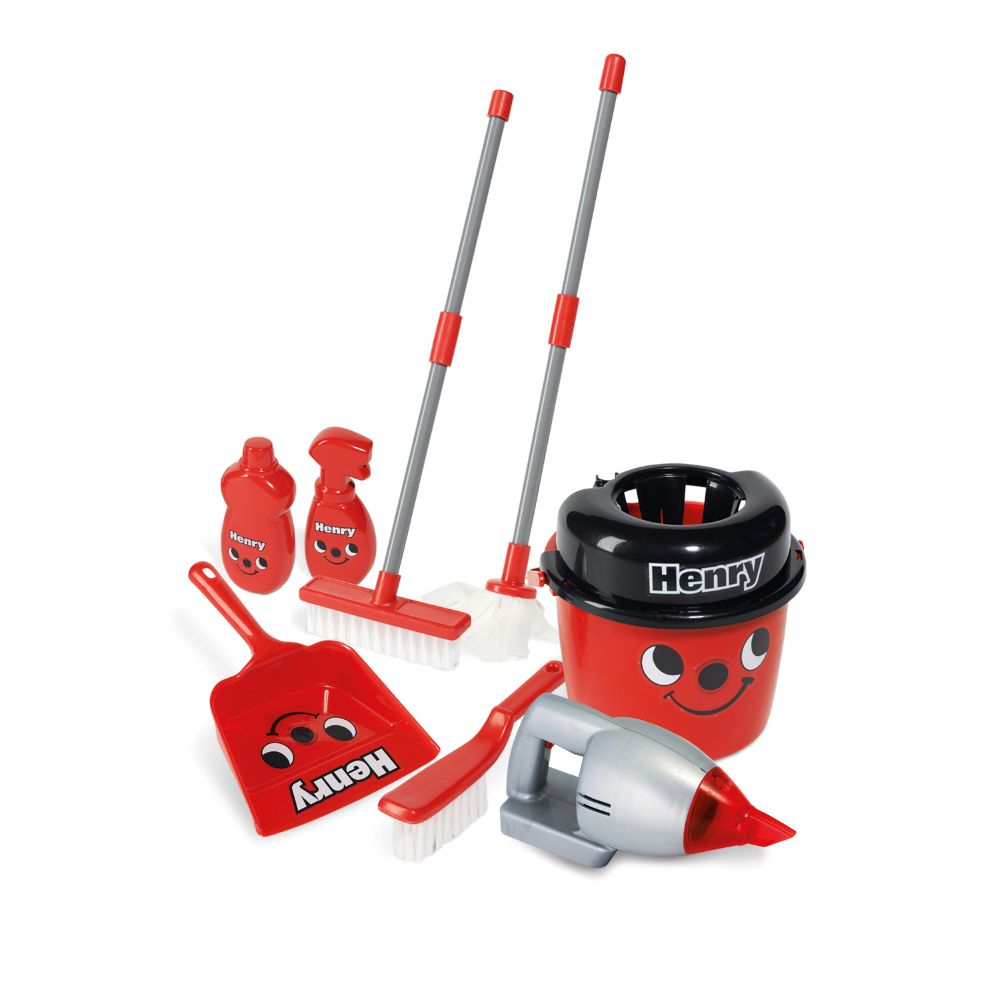 Casdon - Henry Deluxe cleaning trolley for Kids, 3+ - Red