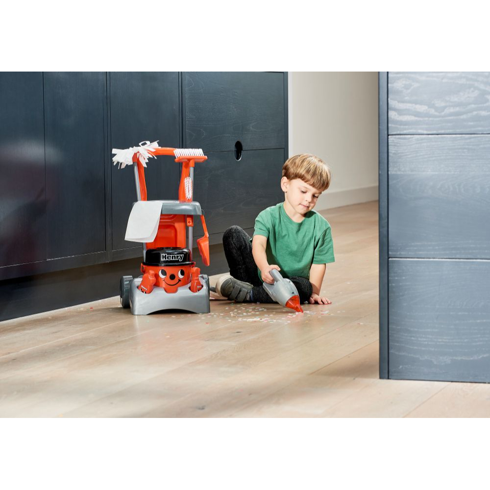 Casdon - Henry Deluxe cleaning trolley for Kids, 3+ - Red
