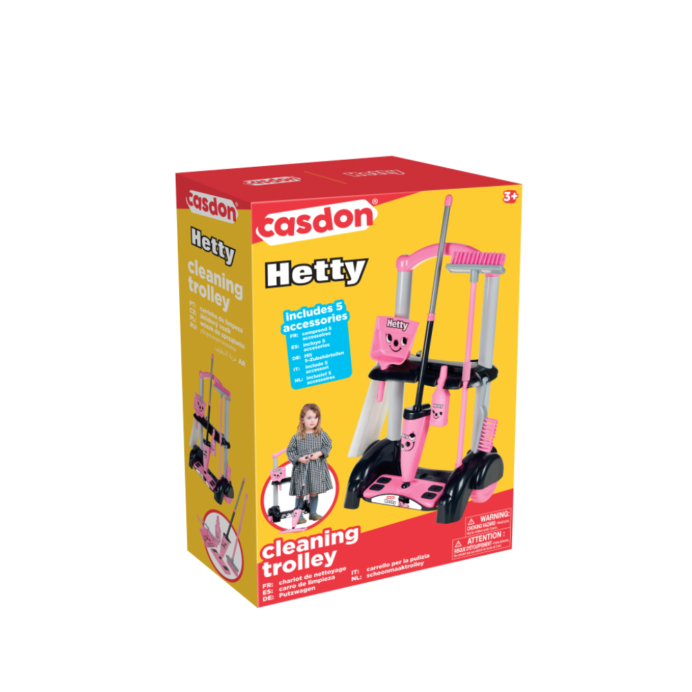 Casdon - Hetty cleaning trolley, for Kids, 3+ - Pink