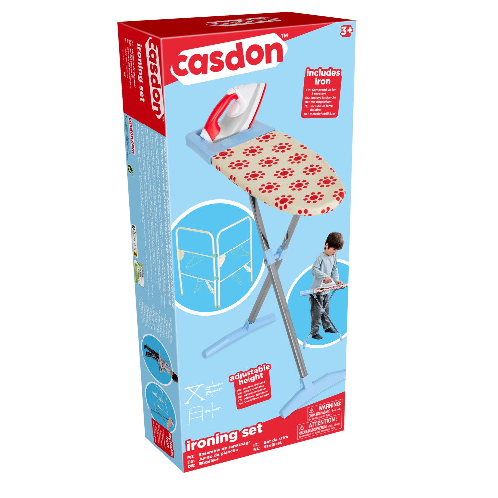 Casdon - Ironing Set Toy: Iron, board, airer, and hangers, 3+