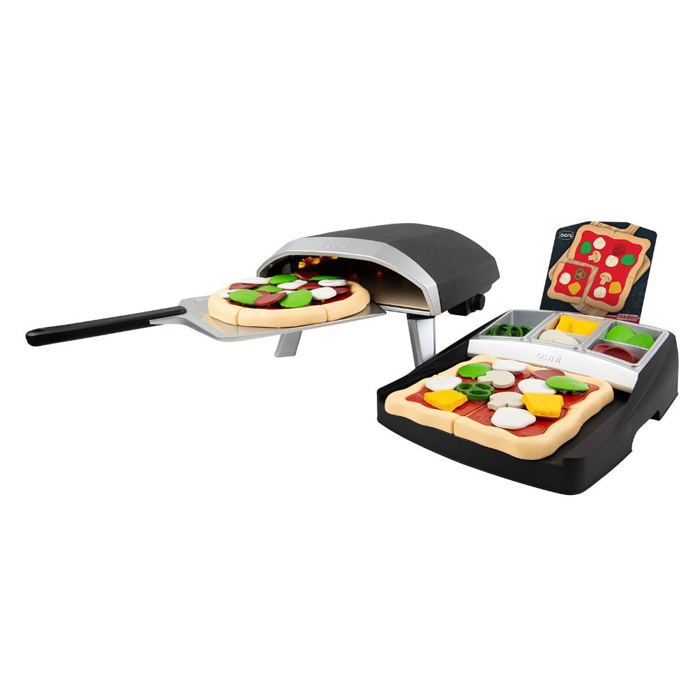 Casdon Ooni Pizza Oven & Topping Station Toy Set, Deluxe Pretend Play Kit for Kids 3+