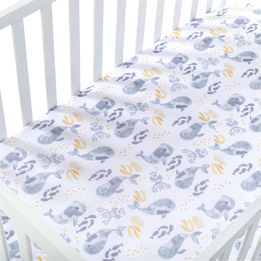 Nini Baby Crib/Cot Fitted Sheet – 100% Muslin Cotton, Up to 70x140 cm, Deep Grey