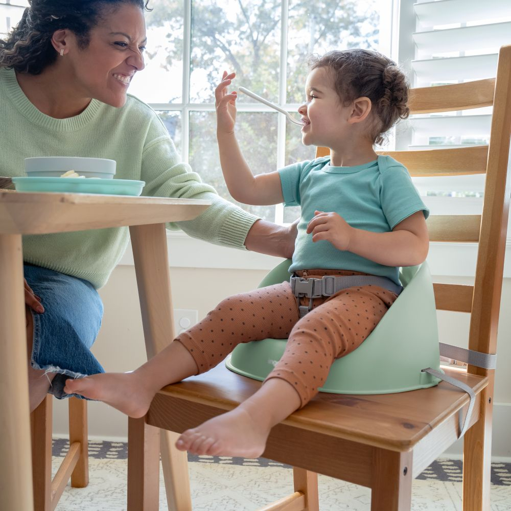 Ingenuity My Spot Easy-Clean Booster Seat - 3-Point Harness, Washable Straps, Secure Fit, Green, 6–36 Months