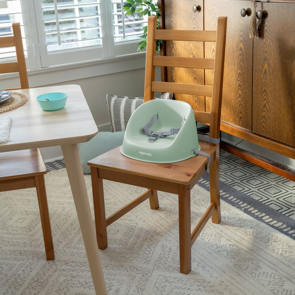 Ingenuity My Spot Easy-Clean Booster Seat - 3-Point Harness, Washable Straps, Secure Fit, Green, 6–36 Months