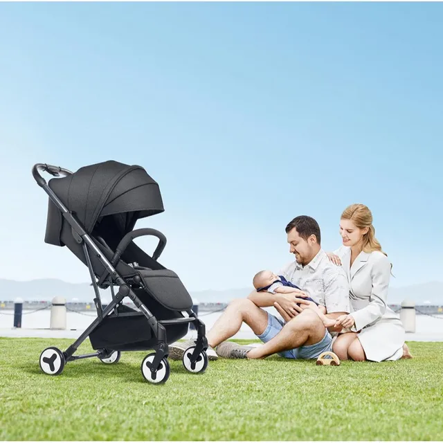 Babydoes - Bueno Baby Stroller with 360° Rotating Seat (Up to 20 kg) - Black