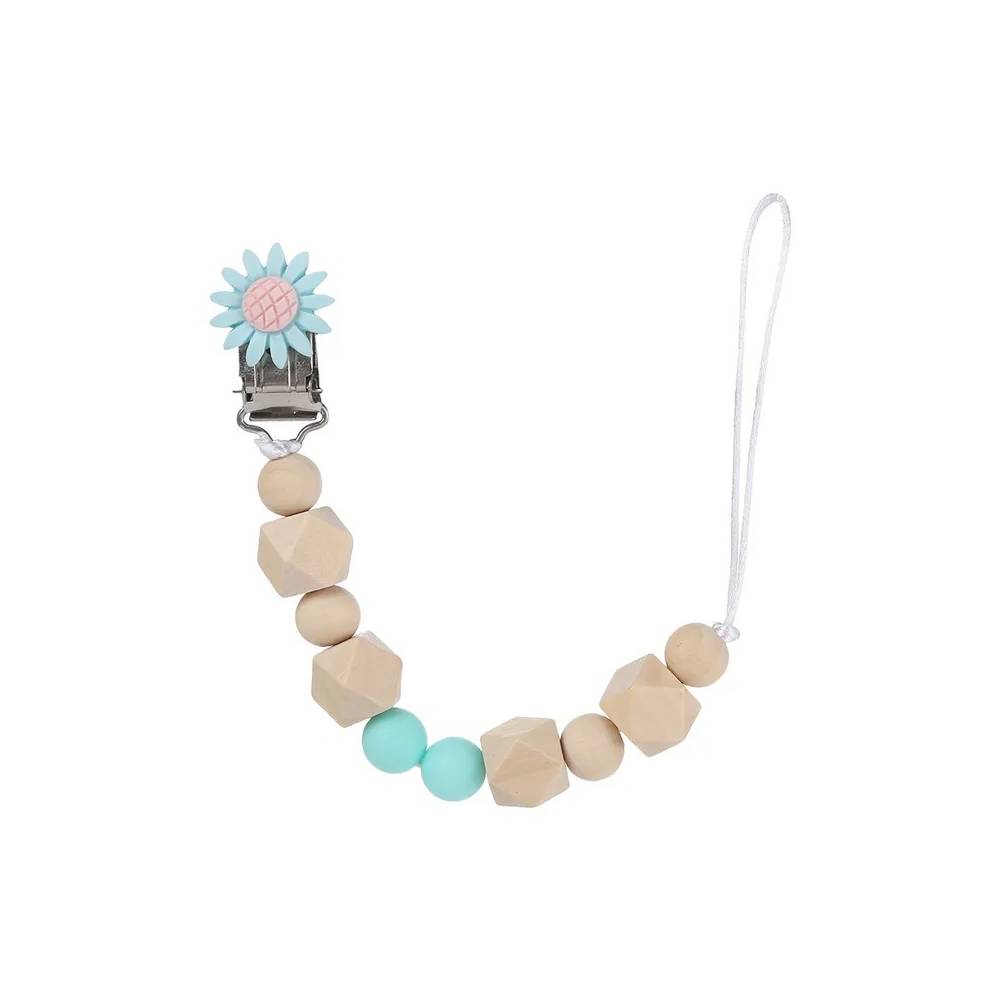 Factory Price - Classy Wooden Pacifier Clip - Blue
