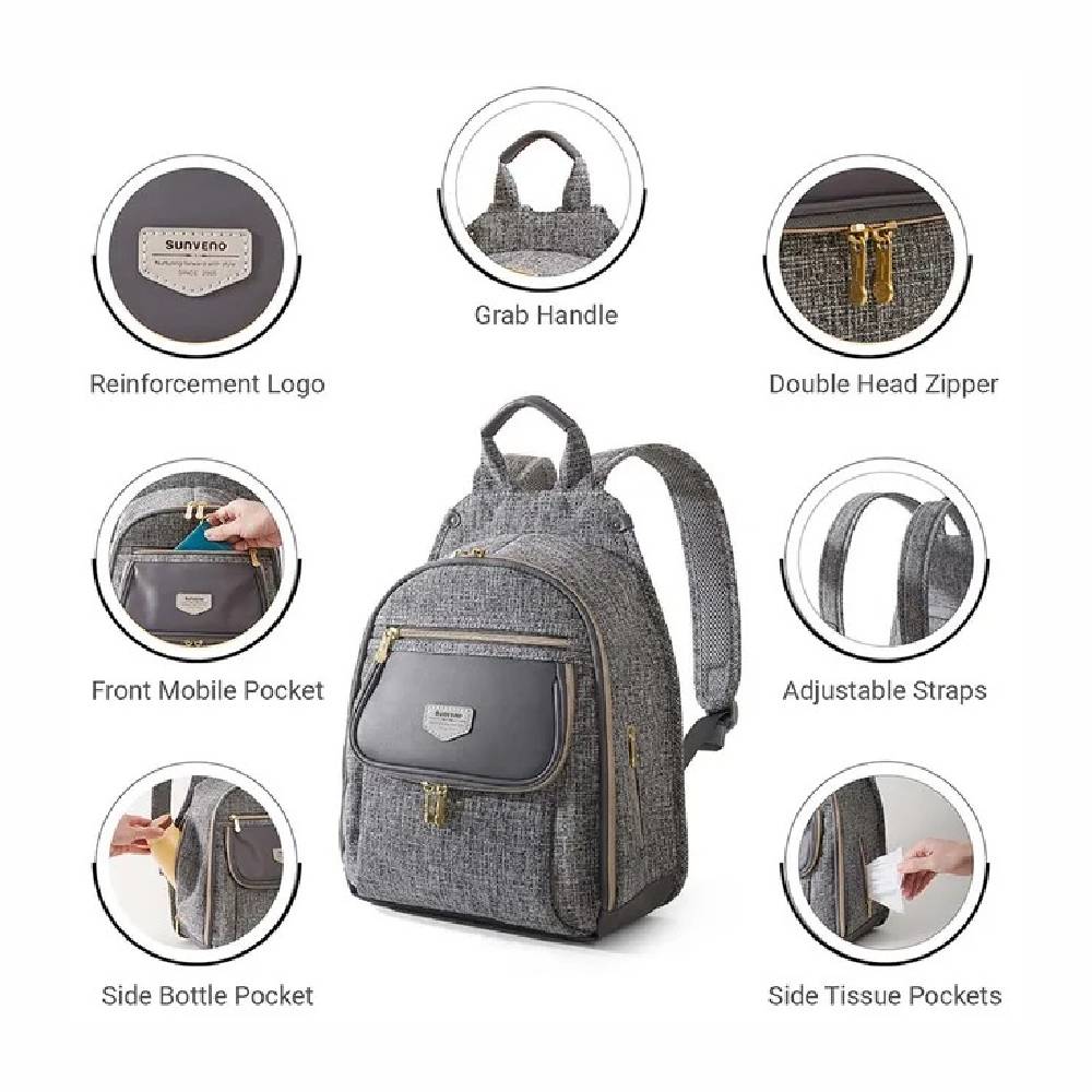 Sunveno - Fashion Compact Diaper Backpack - Grey