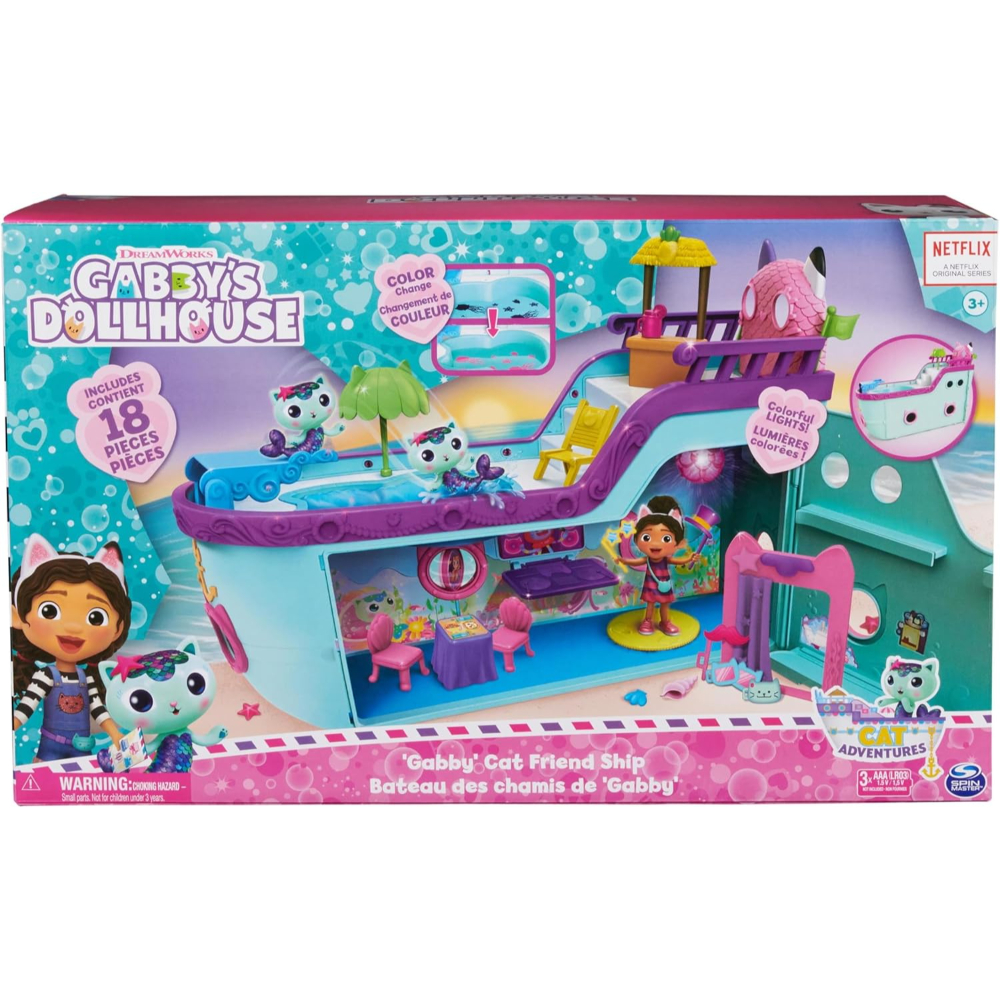 Gabby's Dollhouse Cat Friend Cruise Ship Playset - Fun Toy with Accessories for Kids