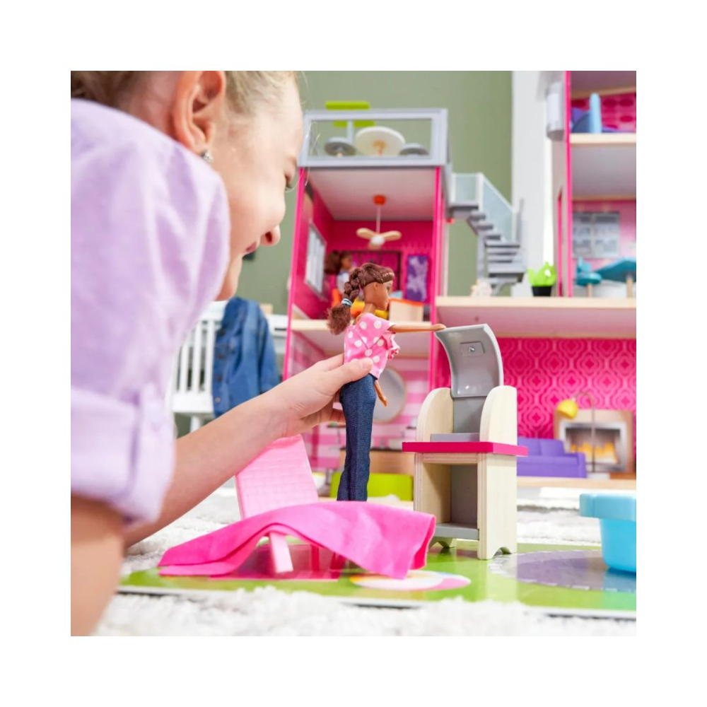 KidKraft Uptown Dollhouse - Wooden Dollhouse for Kids with Furniture and Accessories