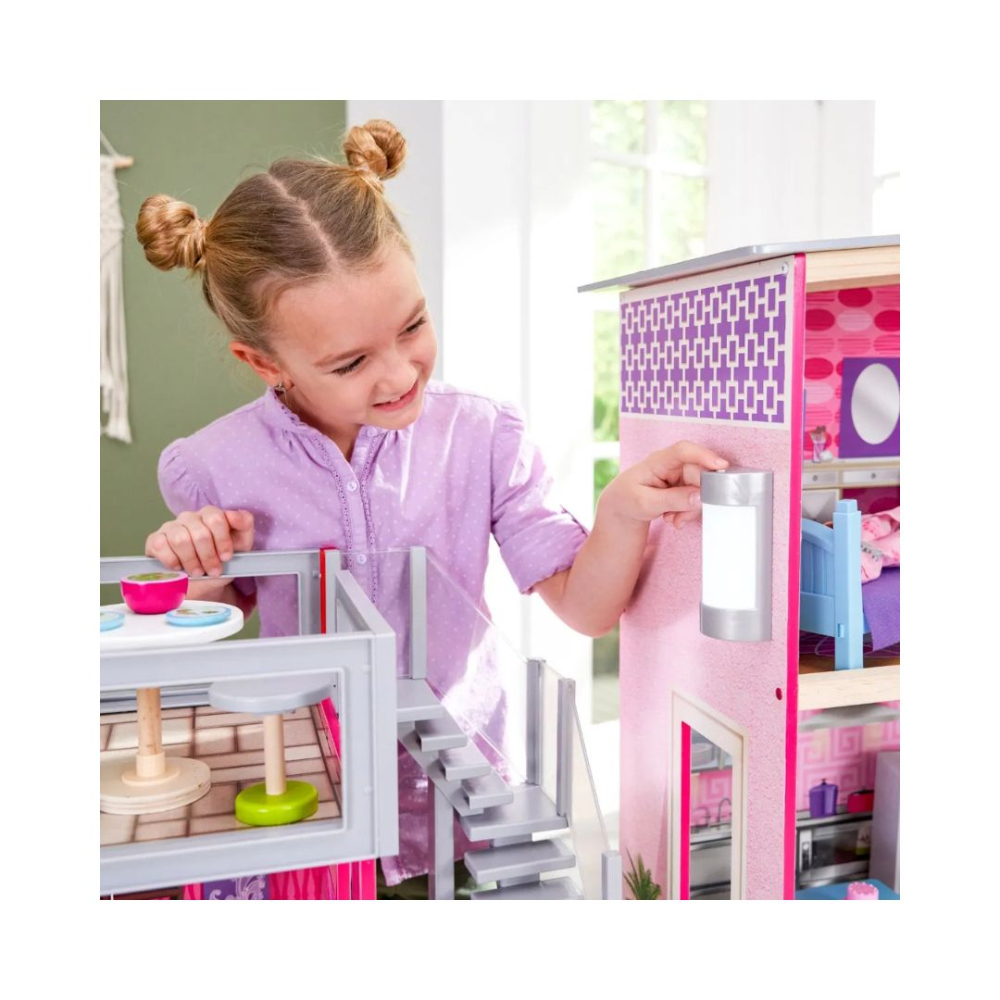KidKraft Uptown Dollhouse - Wooden Dollhouse for Kids with Furniture and Accessories