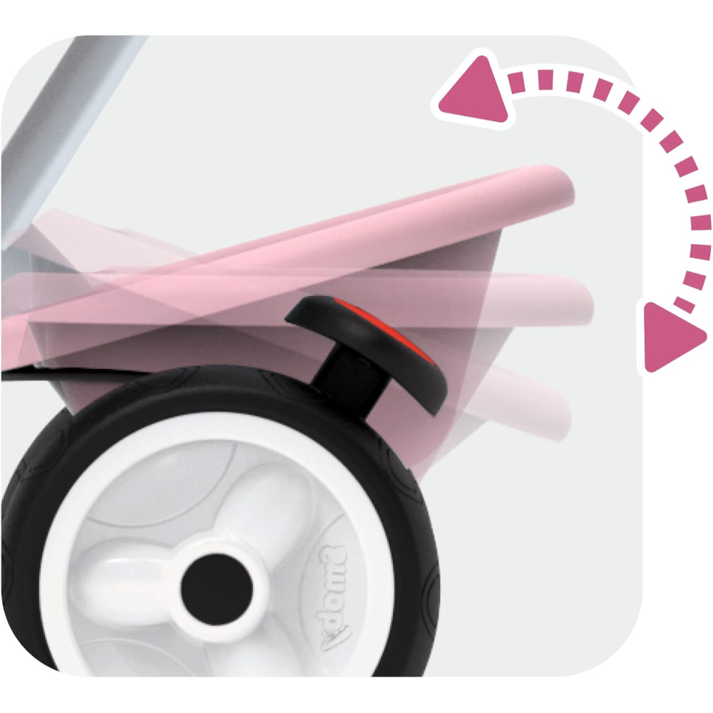 Smoby Baby Balade Pink Tricycle – 2-in-1 Kids Ride-On Trike with Adjustable Features, Safety Bar & Sun Canopy
