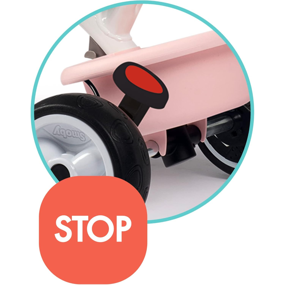 Smoby Baby Balade Pink Tricycle – 2-in-1 Kids Ride-On Trike with Adjustable Features, Safety Bar & Sun Canopy