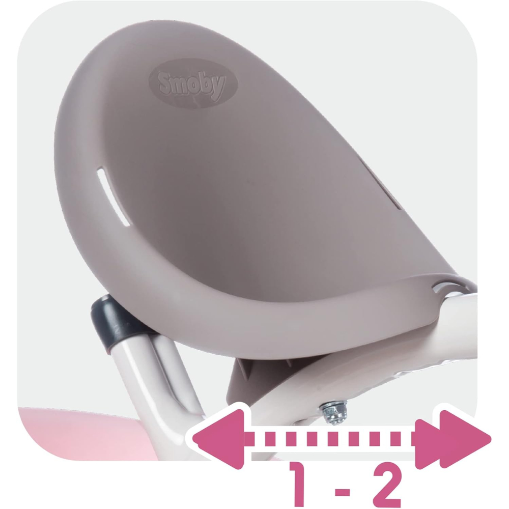 Smoby Baby Balade Pink Tricycle – 2-in-1 Kids Ride-On Trike with Adjustable Features, Safety Bar & Sun Canopy