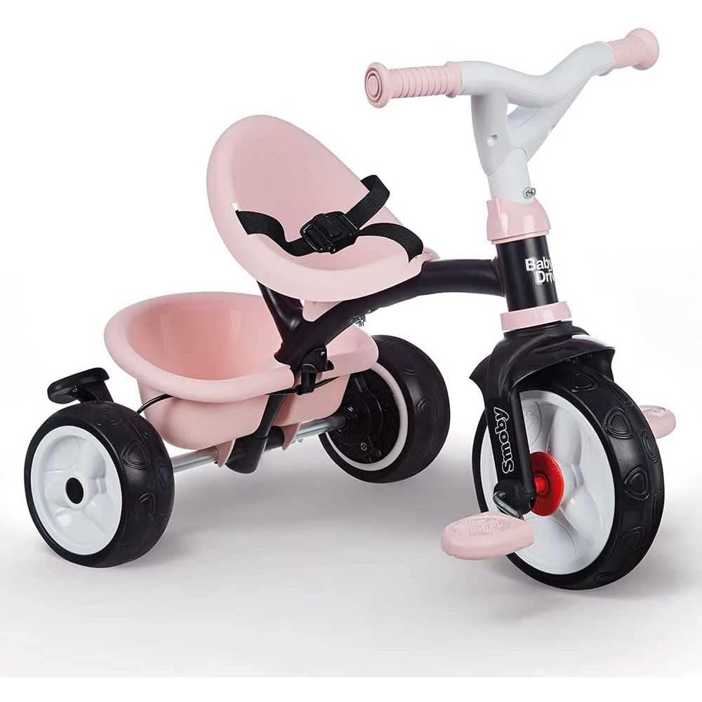 Smoby Tricycle Baby Driver Plus Pink – Kids Ride-On Trike with Adjustable Features, Safety Bar & Sun Canopy