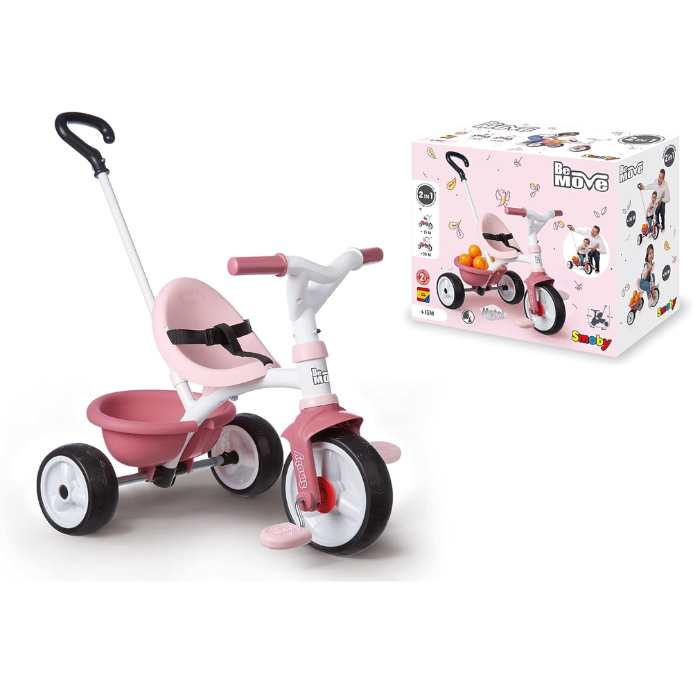 Smoby Be Move Tricycle Pink – Adjustable Trike with Parental Handle
