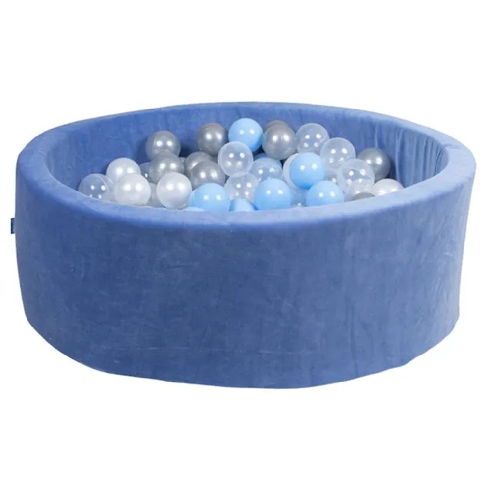 Delsit Soft Foam Ball Pit for Toddlers – Chenille Fabric – Blue – Indoor Play Ball Pool